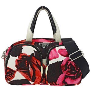 Prada PRADA Women's Handbag/Shoulder Bag, 2-Way, Nylon, Pink, Red, Black, 1BB...